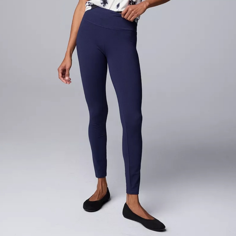 Simply Vera Vera Wang Deep Blue Leggings Size Medium High Waisted And Slimming.